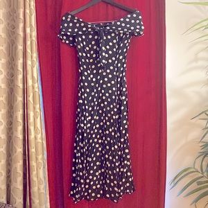 Off shoulder polka dot dress by Roberta